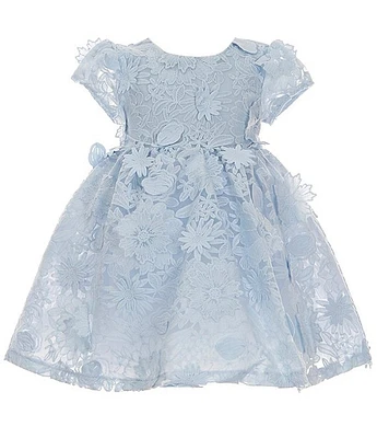 Edgehill Collection x The Broke Brooke Little Girls 2T-8 Charleston 3D Lace Floral Dress