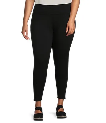 Eileen Fisher Plus Tencel™ Organic Cotton Knit Jersey High Waisted Ankle Leggings