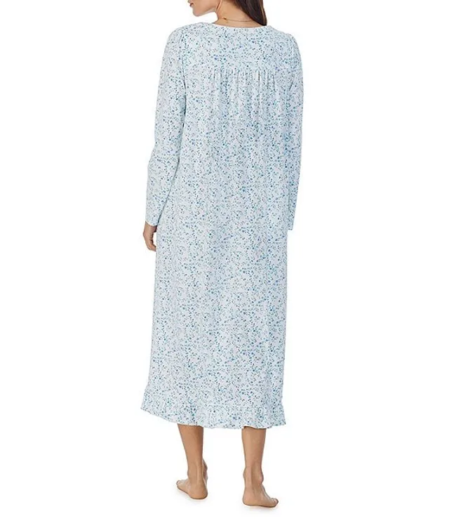 Eileen West Ditsy Floral Cotton Jersey Long Sleeve Nightgown