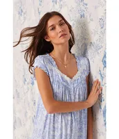 Eileen West Floral Jersey Knit Sweetheart Neck Waltz Nightgown