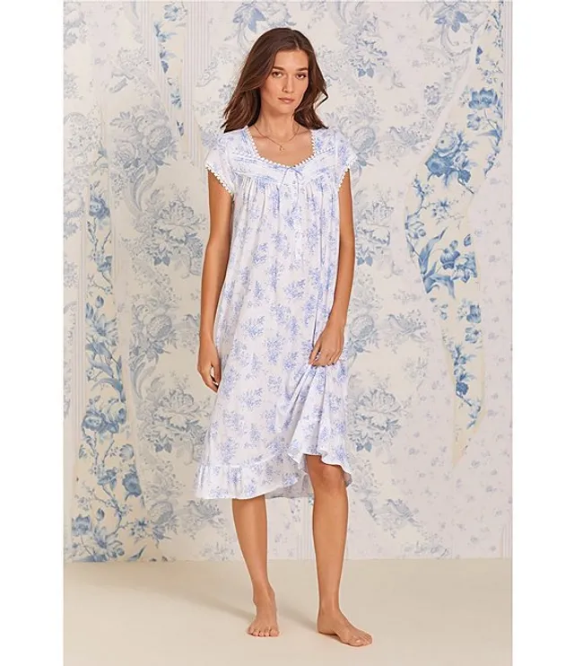 Eileen West Knit Floral Print Sweetheart Neck Cap Sleeve Waltz Nightgown