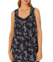 Eileen West Modal Jersey Floral Print Sleeveless Sweetheart Neck Chemise