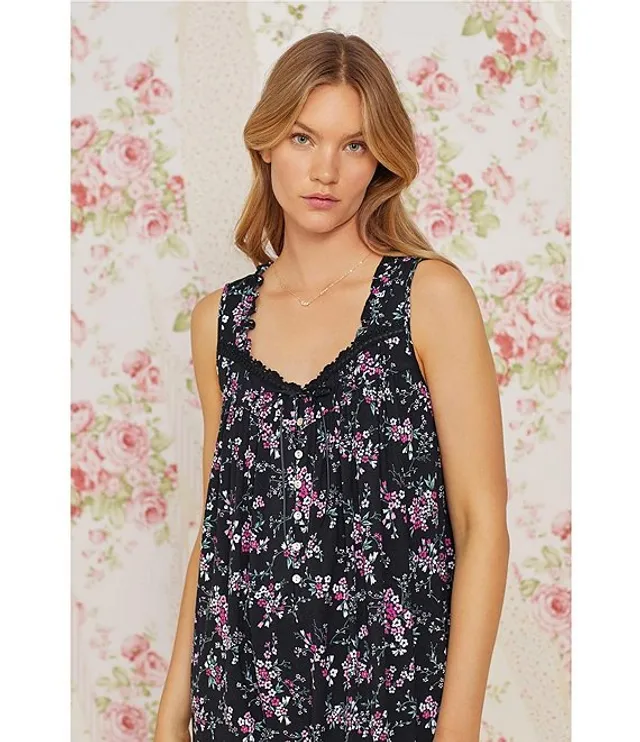 Eileen West Plus Size Ditsy Floral Print Short Sleeve Sweetheart Neck  Jersey Knit Nightgown