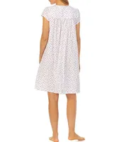 Eileen West Rose Floral Cotton Jersey Sweetheart Neck Short Nightgown