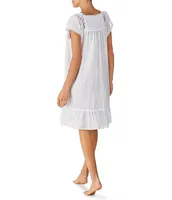 Eileen West Rose Lace Square Neck Cap Sleeve Swiss Dot Short Nightgown