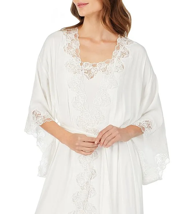 Eileen West Satin & Lace Long Wrap Robe