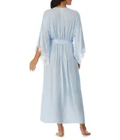 Eileen West Satin & Lace Long Wrap Robe