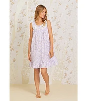 Eileen West Sleeveless Round Neck Woven Ditsy Floral Print Chemise