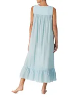 Eileen West Solid Swiss Dot Sleeveless Square Neck Ballet Nightgown