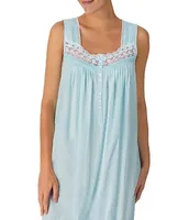 Eileen West Solid Swiss Dot Sleeveless Square Neck Ballet Nightgown