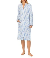 Eileen West Waltz Floral Diamond Quilted Long Sleeve Zip-Front Robe