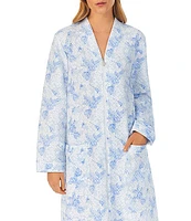 Eileen West Waltz Floral Diamond Quilted Long Sleeve Zip-Front Robe