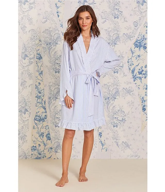 Eileen West Solid Woven Long Sleeve V-Neck Poet Nightshirt