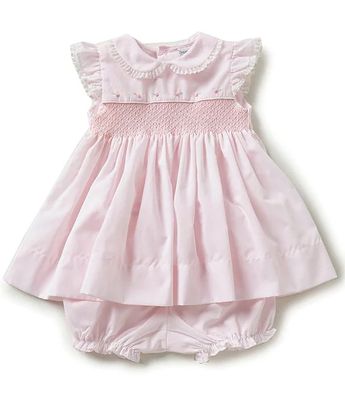Friedknit Creations Baby Girls 3-9 Months Flutter Sleeve Smocked Dress