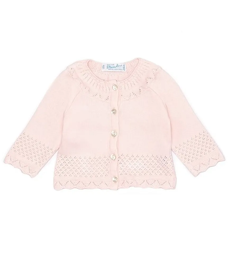 Feltman Brothers Baby Girls Newborn-24 Months Pointelle Ruffle Button Front Sweater