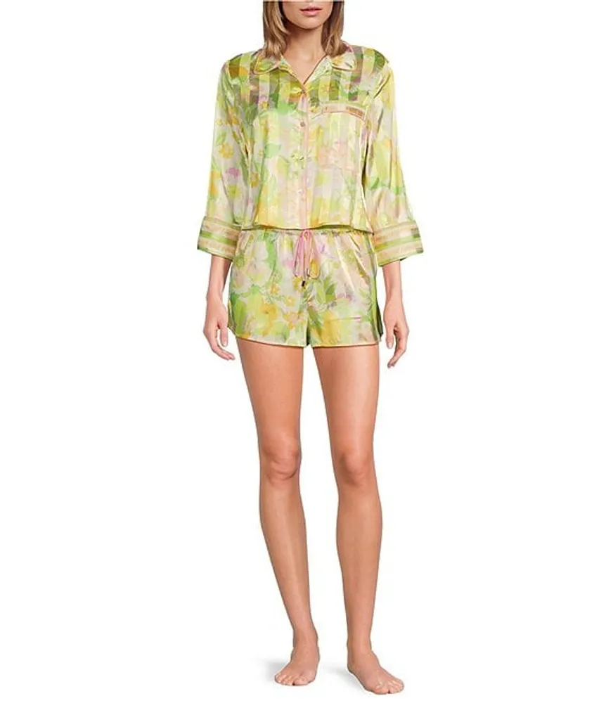 Free People Dreamy Days Floral Print Lightweight Satin Oversized Pajama Set