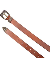 Frye 0.9#double; Logo Western Leather Belt