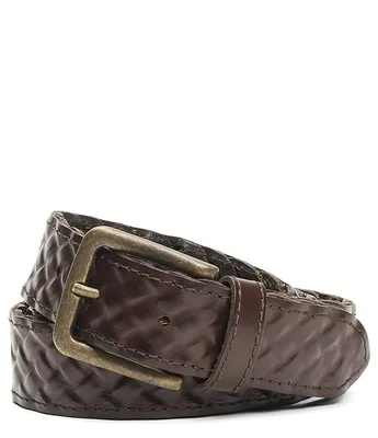 Frye Leather Covered Woven Belt