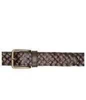 Frye Leather Covered Woven Belt