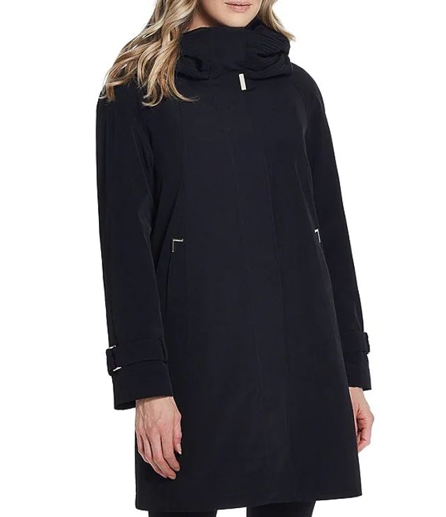 gallery pleated collar raincoat with liner