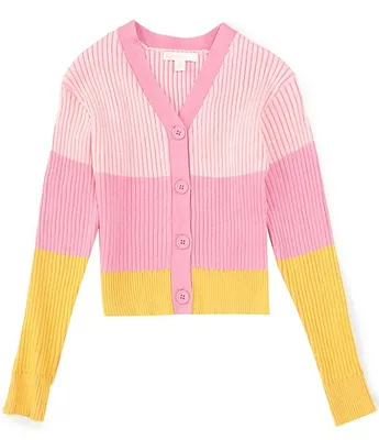 GB Big Girls 7-16 Long Sleeve Striped Cardigan Sweater