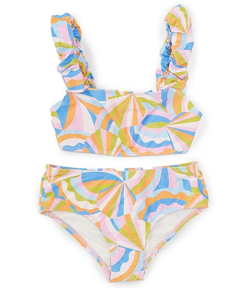 GB Big Girls 7-16 Printed Bungee Strap Bralette Two-Piece Swimsuit