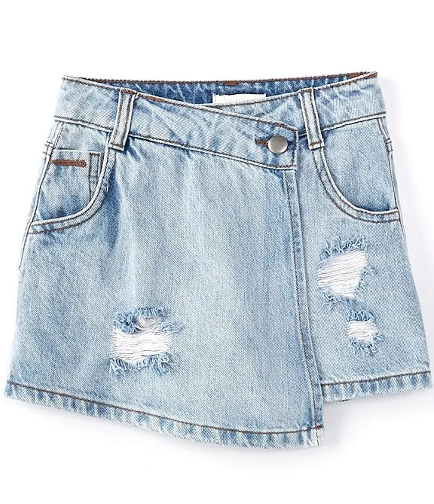 GB Girls Big 7-16 Distressed Denim Asymmetrical Skort