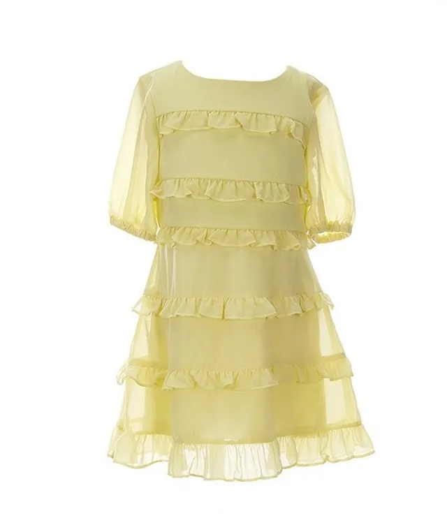 GB Social Little Girls 2T-6X Floral Jacquard Dress