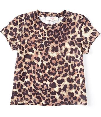Girls Little 2T-6X Short-Sleeve Leopard-Print Tee
