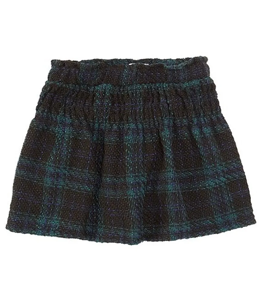GB Little Girls 2T-6X Smocked Waist Plaid Skirt