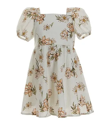 GB Little Girls 2T-6X Floral Puff Sleeve Dress