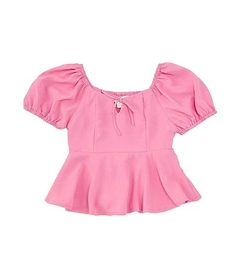 GB Little Girls 2T-6X Short Sleeve Puff Peplum Top