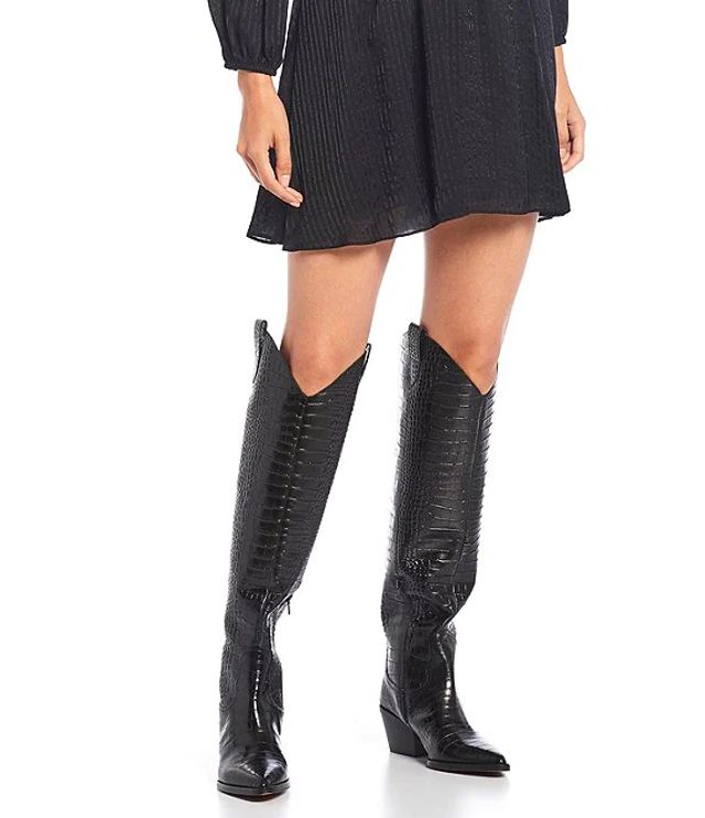 Gianni Bini Katyanna Croc Embossed Over-the-Knee Western Dress Boots | The  Shops at Willow Bend