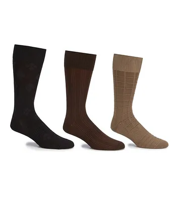 Gold Label Roundtree & Yorke Assorted Square-Canale-Argyle Crew Socks 3-Pack