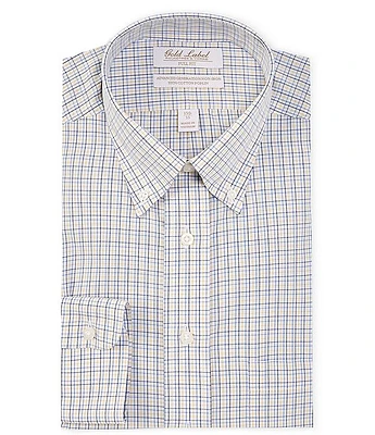 Gold Label Roundtree & Yorke Big Tall Full-Fit Non-Iron Button-Down Collar Checked Dress Shirt