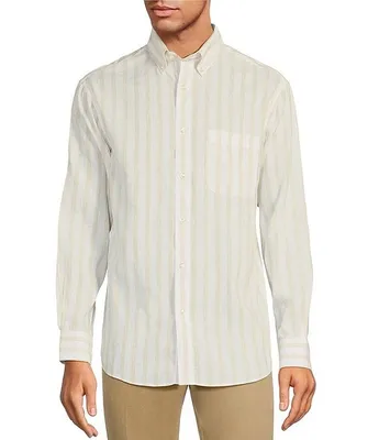 Gold Label Roundtree & Yorke Big Tall Non-Iron Long Sleeve Stripe Linen-Blend Sport Shirt