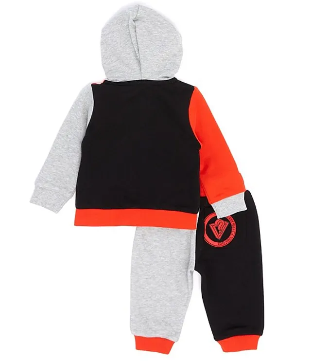 Guess Baby Boys 3-24 Months Long Sleeve Color Block Faux-Fur Hooded Jacket  & Coordinating Jogger Pant Set
