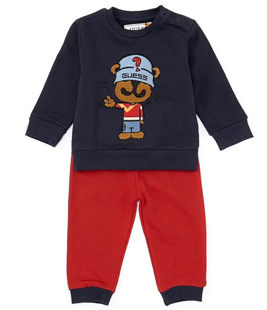 Guess Baby Boys 3-24 Months Long Sleeve Color Block Hooded French Terry  Jacket & French Terry Jogger Pants Set
