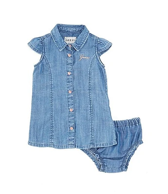 Guess Baby Girls 3-24 Months Short Sleeve Denim Fit & Flare Dress