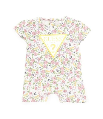 Guess Baby Girls Newborn-12 Months Short Sleeve Floral Printed Romper