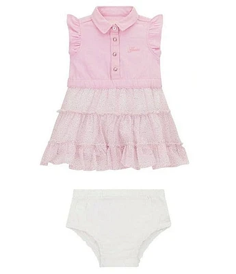 Guess Baby Girls Newborn-24 Months Flutter Short Sleeve Mixed Fiber Dress & Bloomer Set