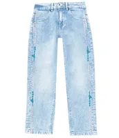 Guess Big Girls 7-16 Straight Fit Embroidered Side Seam Denim Jeans