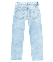 Guess Big Girls 7-16 Straight Fit Embroidered Side Seam Denim Jeans