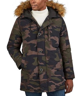 Camouflage-Printed Faux-Fur-Trimmed Hooded Heavyweight Parka
