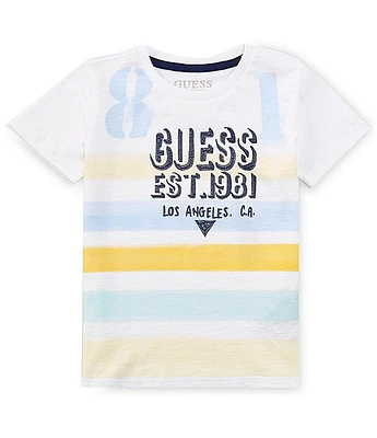 Guess Little Boys 2T-7 Short Sleeve Logo-Detailed Striped T-Shirt