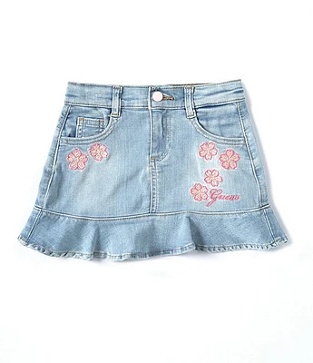 Guess Little Girls 2T-6X Embroidered Flare Denim Skirt