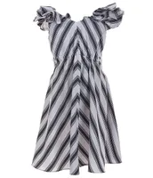 Habitual Big Girls 7-16 Cap-Sleeve Striped Open-Back Dress