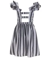Habitual Big Girls 7-16 Cap-Sleeve Striped Open-Back Dress