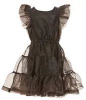 Habitual Big Girls 7-16 Flutter Sleeve Organza Tiered Dress