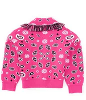 Habitual Big Girls 7-16 Long Sleeve Fringed Shawl Sweater